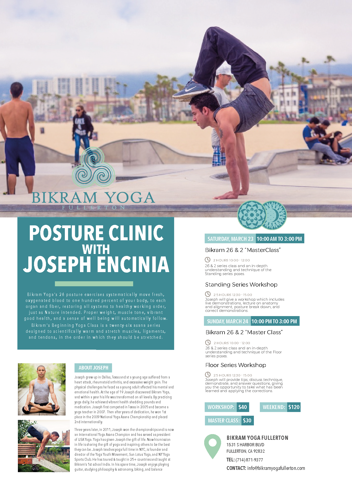 Fullerton, California | March 23 – 24, 2019 | Bikram Series Posture Clinic